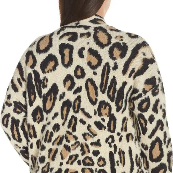 Vince Camuto Womens Cardigan Sweater Size Large leopard cheetah animal print - Picture 4 of 12